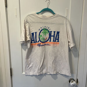 Vintage Aloha Hawaii T-Shirt XL Men's White Location Single Stitch Waikiki